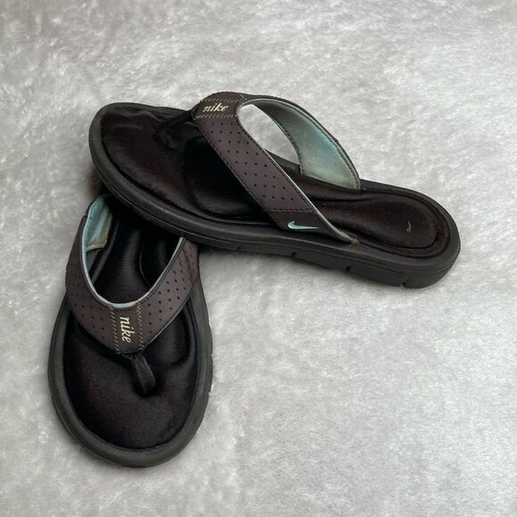 NIKE 7 Comfort Footbed Black Thong Flip Flops Sandals - Picture 1 of 11